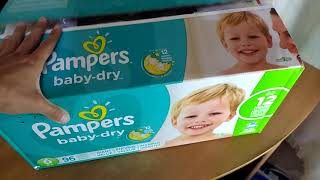 Pampers BabyDry diapers size 6 package opening [upl. by Einnad]