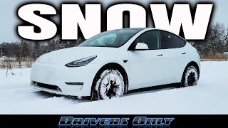 Tesla Model Y Tested in DEEP Snow [upl. by Latnahs]