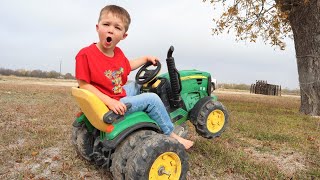 Playing on the farm with real tractors and toy tractors  Tractors for kids [upl. by Addia]