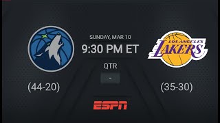 Minnesota Timberwolves  Los Angeles Lakers  NBA on ESPN Live Scoreboard [upl. by Jemina128]