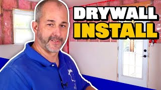 How to DIY Drywall For Beginners  Cutting amp Installing [upl. by Assirialc]