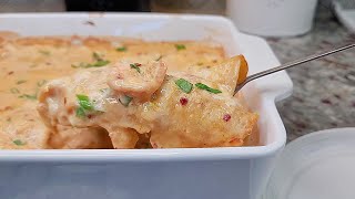 Creamy Chipotle SHRIMP ENCHILADAS Recipe  Falling In Love Enchiladas [upl. by Adnolahs839]