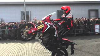 New Honda Africa Twin CRF1000 test drive  stuntride show by Lisak [upl. by Mechling642]