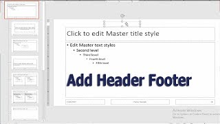 How to Add Header and Footer in Microsoft Powerpoint 2017 [upl. by Azilef]