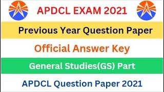 APDCL Previous Year Questions Paper 2021। General StudiesGeneral Knowledge GS Part । [upl. by Yanahc]