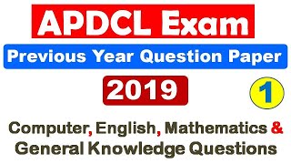 APDCL Previous Year Question Paper  APDCL Solved Question Paper  APDCL Exam Preparation  Part1 [upl. by Branham]