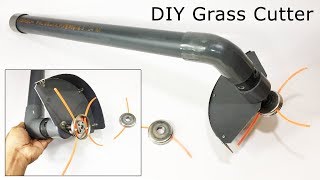 how to make a powerful grass cutter trimmer at home DIY brush cutter [upl. by Nyrak]