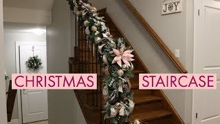 DIY Christmas Garland For BanisterHow To Decorate Christmas Staircase [upl. by Nahtaoj]