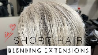 HOW TO BLEND EXTENSIONS ON SHORT HAIR [upl. by Aeneas]