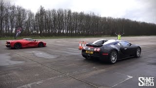 DRAG RACE LaFerrari vs Bugatti Veyron  Vmax Stealth [upl. by Nibbor]